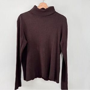 Chico’s‎ Dark Brown Ribbed Long Sleeve Turtle Neck Top